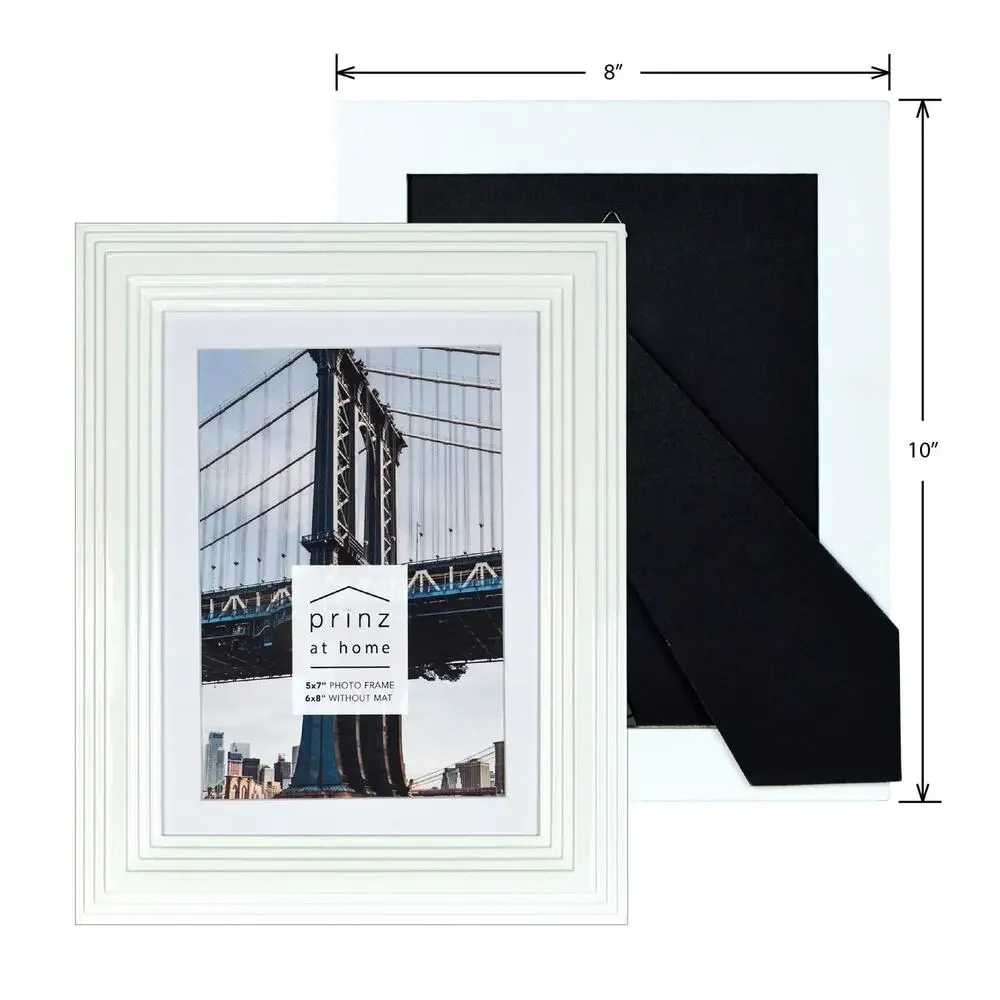 PRINZ Midtown High Gloss‎ Molded Modern White Picture Frame for 5x7